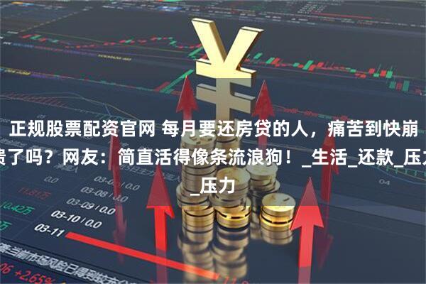 正规股票配资官网 每月要还房贷的人，痛苦到快崩溃了吗？网友：简直活得像条流浪狗！_生活_还款_压力