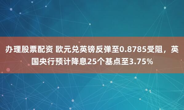 办理股票配资 欧元兑英镑反弹至0.8785受阻，英国央行预计降息25个基点至3.75%